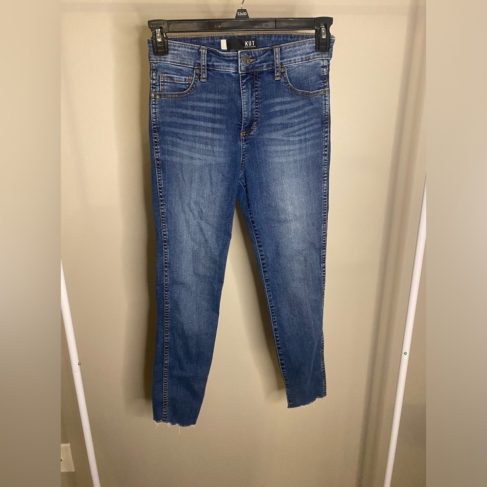 Kut from the kloth Mia high rise fab ab toothpick skinny distressed hem jeans